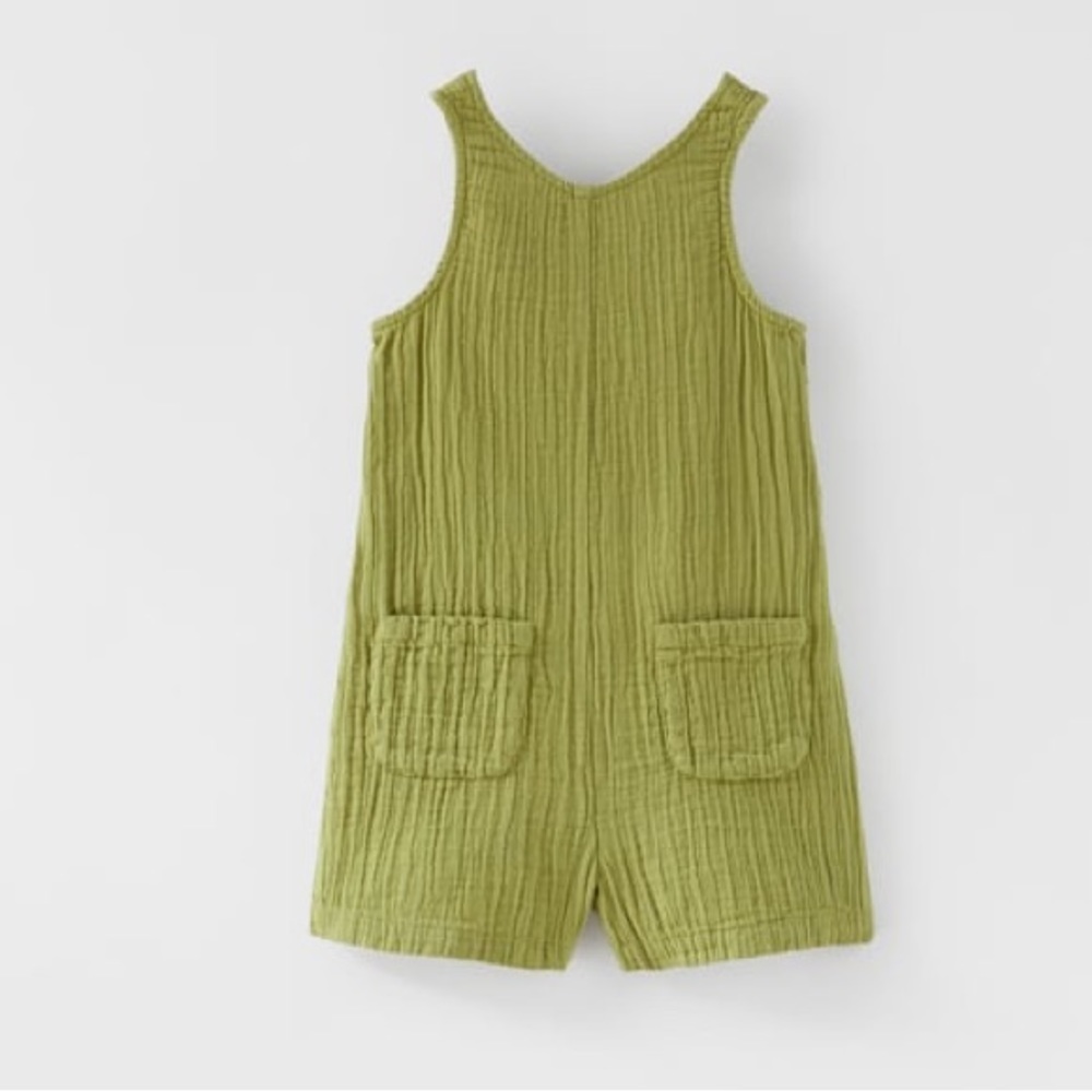 Zara green textured jumpsuit romper